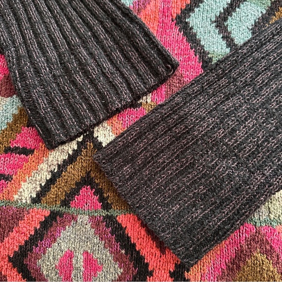 PERUVIAN CONNECTION Wool Serenata Pullover Fringe in Magenta Coral Sage Sz. XL - Picture 10 of 13